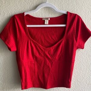 BOZZOLO Red Crop Top Short Sleeve - Size L